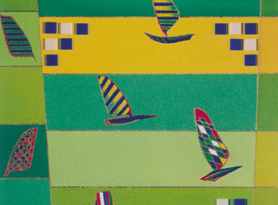 Acqua - olio su tavola con mosaico - cm 60 x 50 - 2004